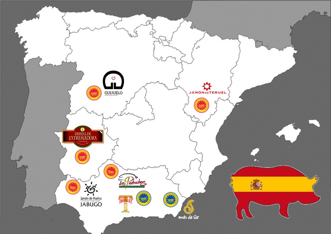 cartographie de la production des jambons espagnols