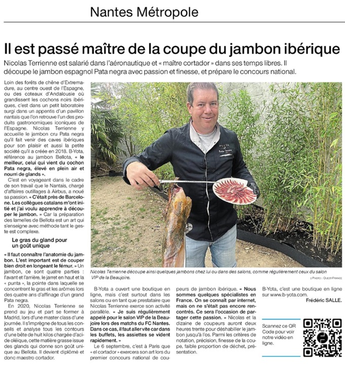 Concours national de coupeurs professionnels de jambon ibérique à Paris avec la participation de Nicolas Terrienne de B-YOTA.