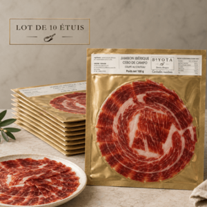 Lot 10 etuis 100g jambon 50% ibérique cebo de campo tranché Extremadure